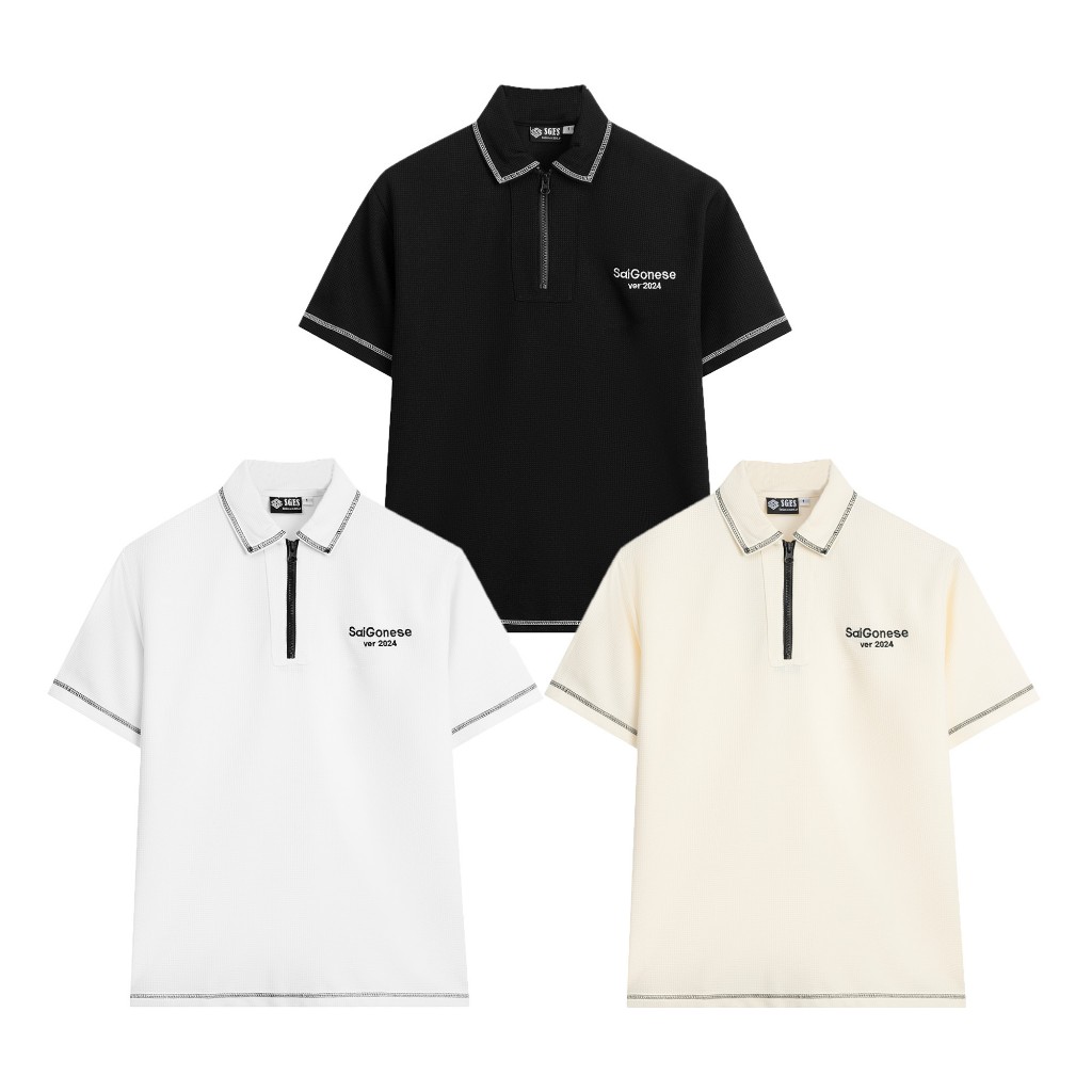 Áo Polo Waffle SAIGONESE Thun Tổ Ong Form Rộng Unisex Nam Nữ 3 Màu