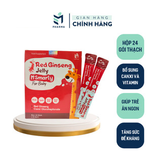Thạch hồng sâm Msmarty Red Ginseng JeIIy Bổ Sung Canxi Và Vitamin Cho Bé Ăn Ngon, Tăng Sức Đề Kháng - Hộp 24 Gói