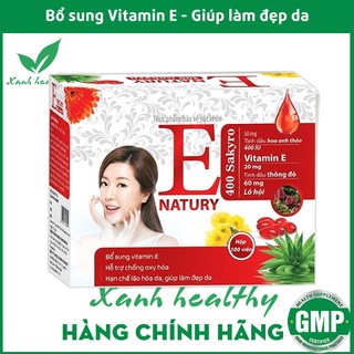 Hộp 100 viên Vitamin E natury 400 sakyro - giảm lão hóa làm đẹp da, ngừa sạm da, nhăn da  giúp da mịn màng