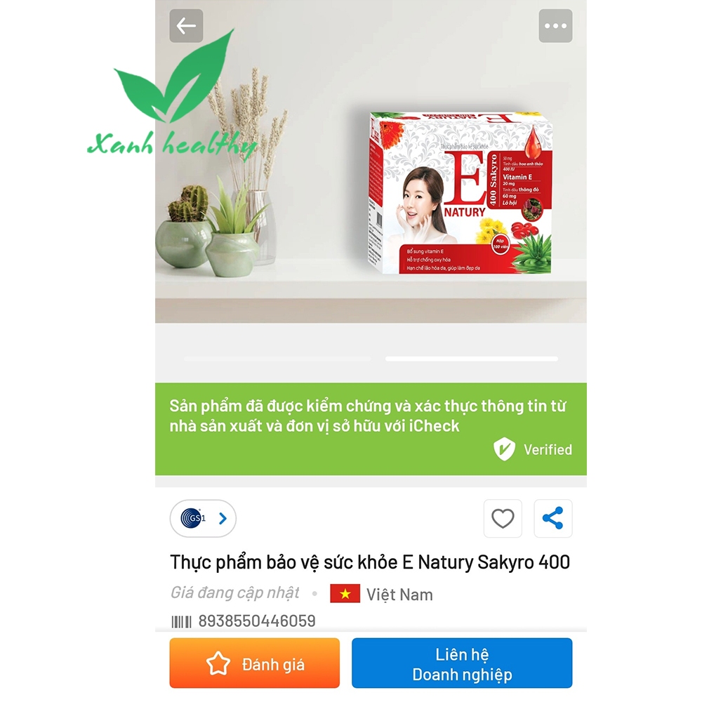 Hộp 100 viên Vitamin E natury 400 sakyro - giảm lão hóa làm đẹp da, ngừa sạm da, nhăn da  giúp da mịn màng