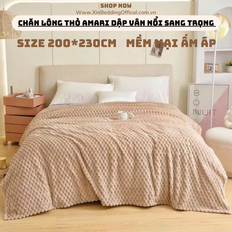 Chăn Lông Thỏ Amari đơn sắc sang trọng kích thước 2m/2m3 Nhập Khẩu