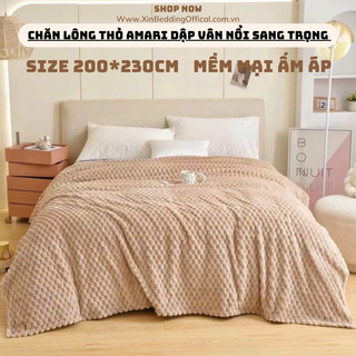 Chăn Lông Thỏ Amari đơn sắc sang trọng kích thước 2m/2m3 Nhập Khẩu