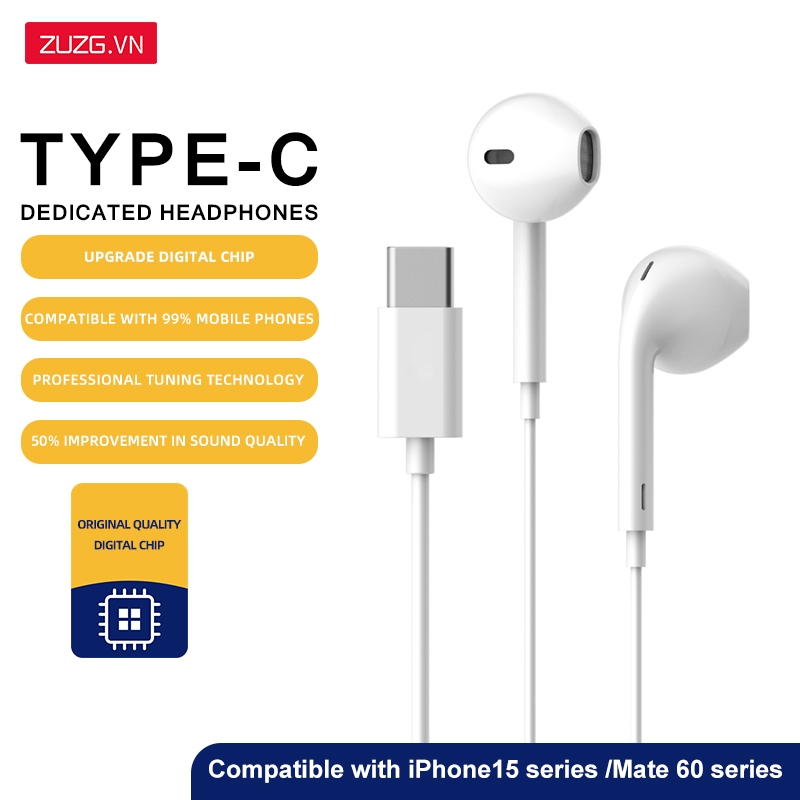 Tai nghe có dây type c dành cho lP 15 và các dòng android chính hãng ZUZG E16T