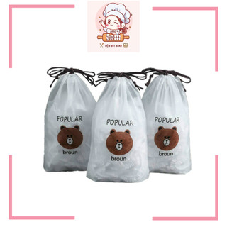 Set 100 chiếc màng bọc thực phẩm co giãn hình gấu