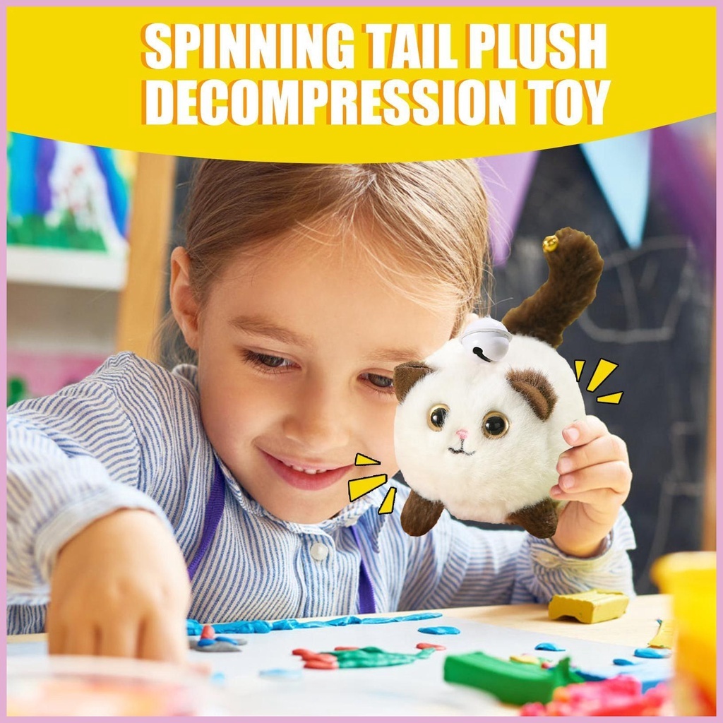 Thú Nhồi Bông Lên Dây Cót Hình Chú Mèo Cute Giảm Stress Vui Nhộn Làm Quà Tặng Móc Khóa