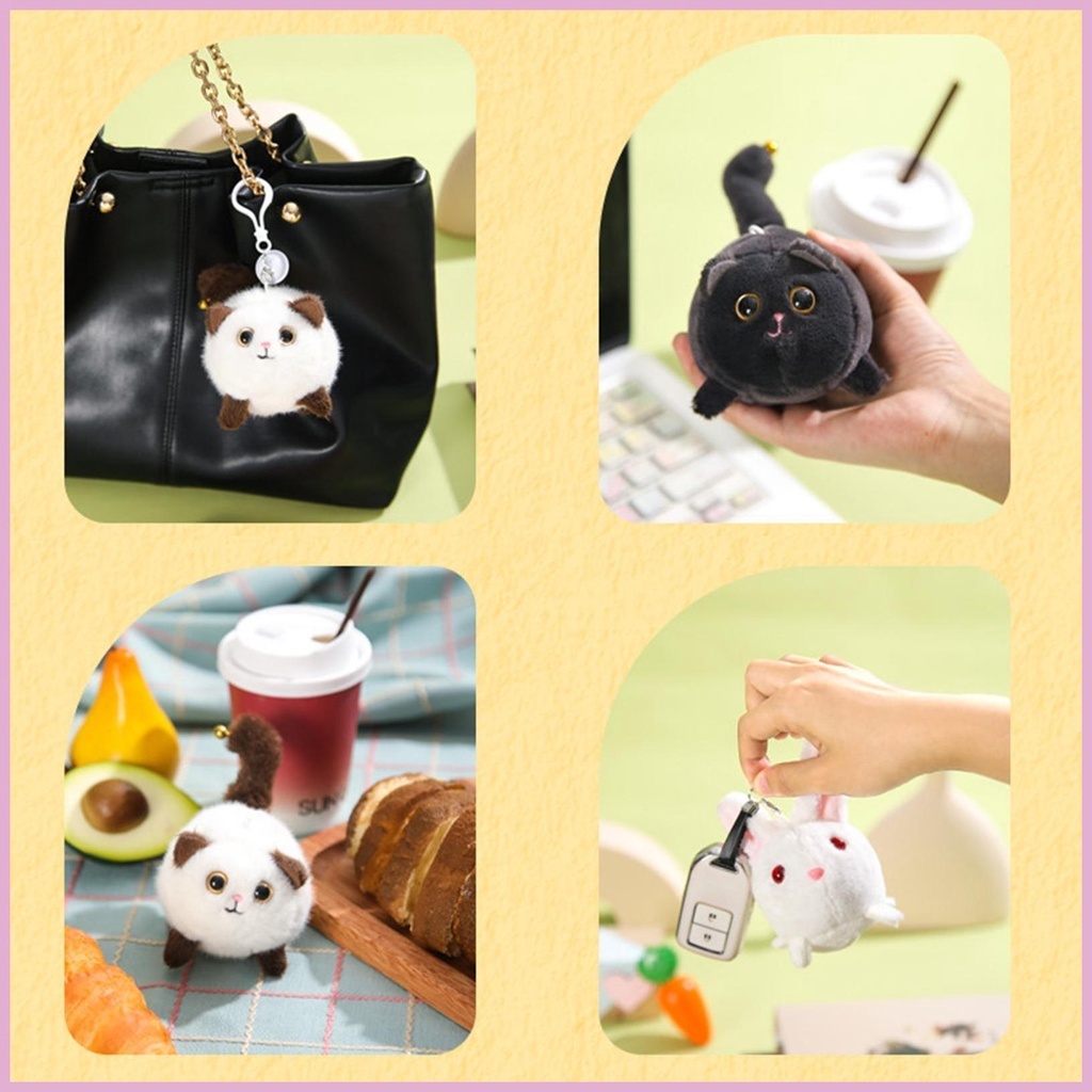 Thú Nhồi Bông Lên Dây Cót Hình Chú Mèo Cute Giảm Stress Vui Nhộn Làm Quà Tặng Móc Khóa