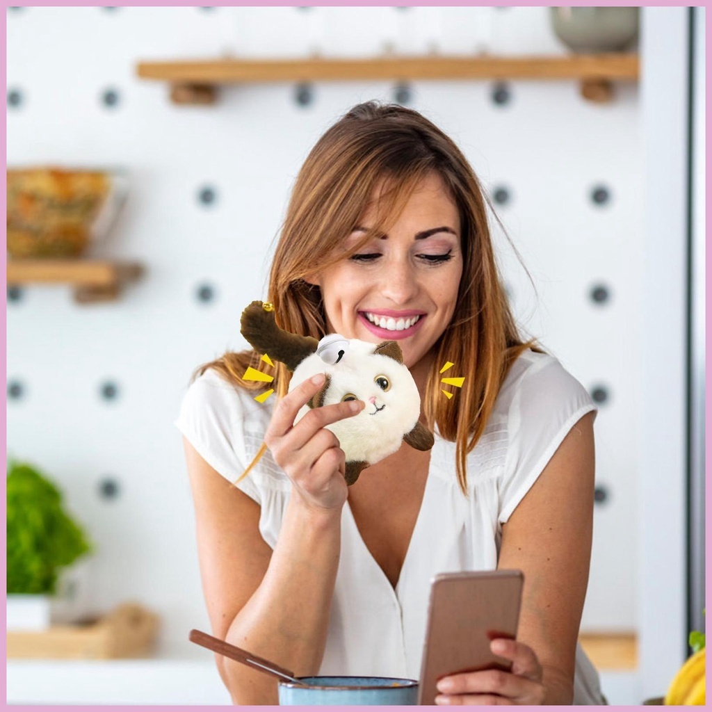 Thú Nhồi Bông Lên Dây Cót Hình Chú Mèo Cute Giảm Stress Vui Nhộn Làm Quà Tặng Móc Khóa