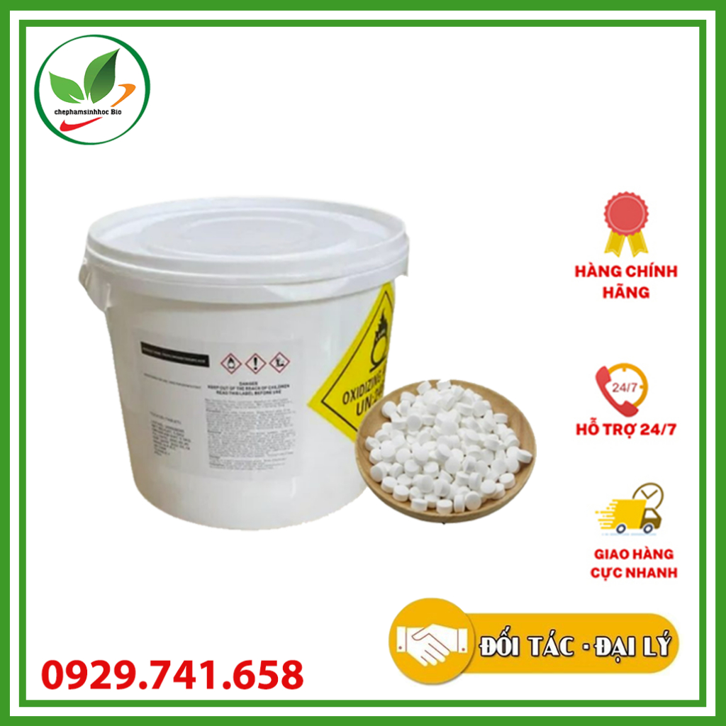 Khử trùng dạng viên Clo sủi  TCCA viên sủi 2g. Xử lý nước, xử lý đáy. Xô 5kg