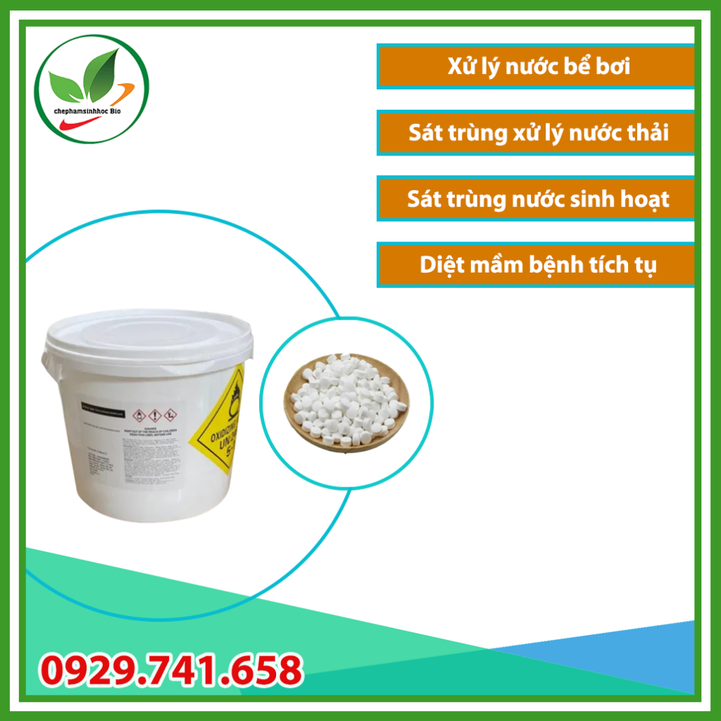 Khử trùng dạng viên Clo sủi  TCCA viên sủi 2g. Xử lý nước, xử lý đáy. Xô 5kg