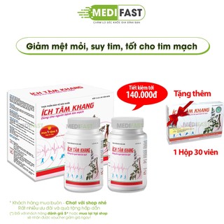 Viên uống Ích Tâm Khang tăng cường sức khỏe tim mạch hộp 2 lọ 90 viên tặng 1 hộp 30 viên giảm xơ vữa động mạch, suy tim