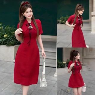 Bigsize Set đầm maxi dáng dài kèm khoác cổ sơ mi cột nơ 55-95kg