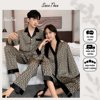 Đồ ngủ đôi nam nữ lụa dài tay cao cấp họa tiết dành cho cặp đôi - Since Then