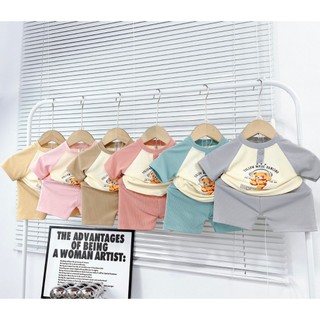 Bộ cộc tay tăm cho bé trai bé gái chất liệu tăm lạnh co giãn 4 chiều 7-15kg