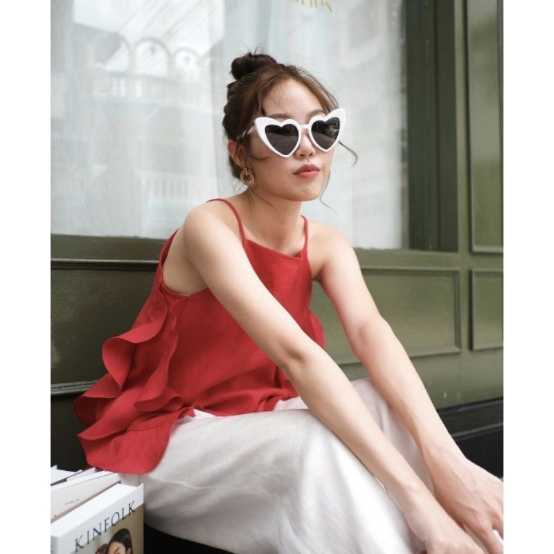 Áo 2 dây LINEN thiết kế bèo 2 bên thân áo - LA JOLLA TOP