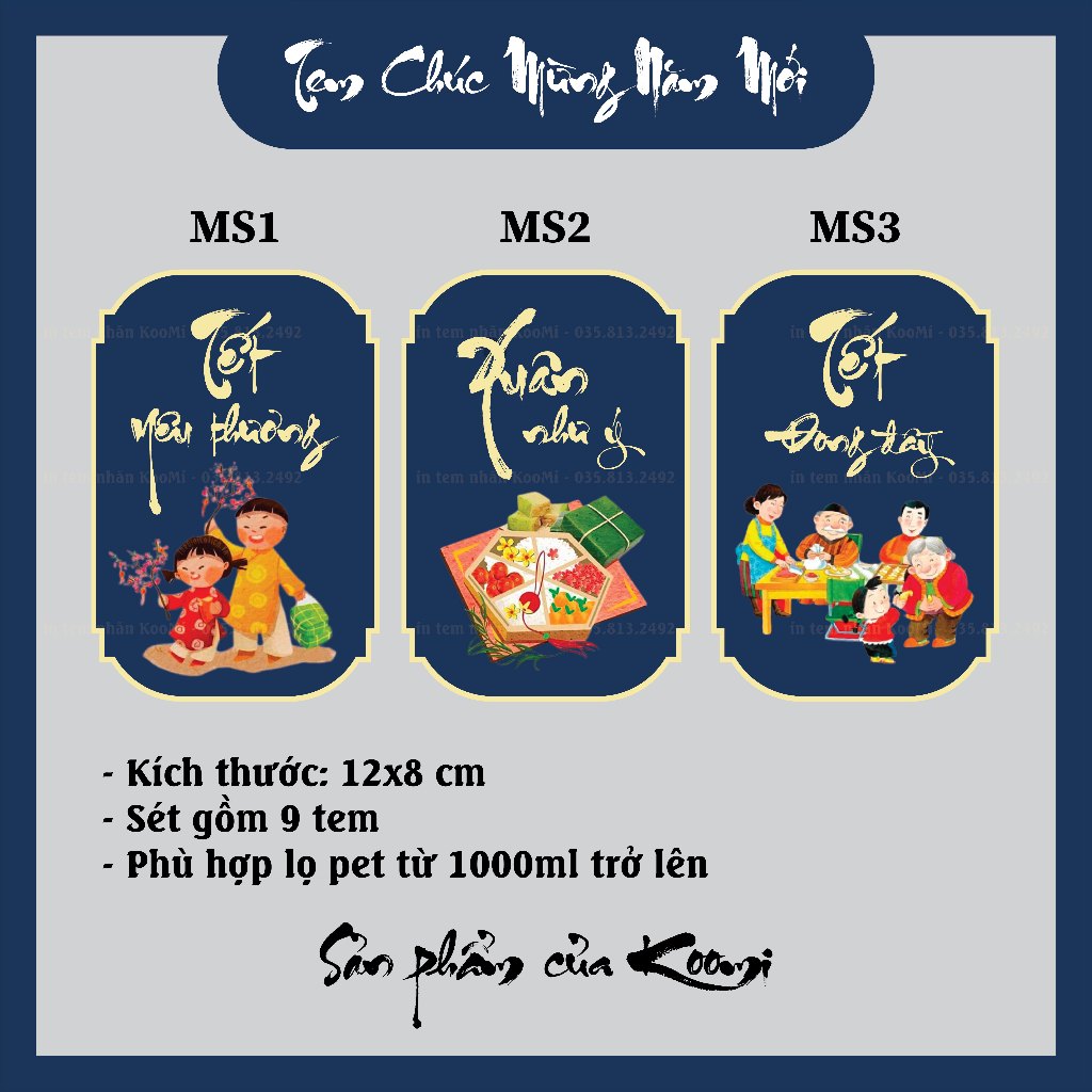 Tem Dán Tết Tết Cổ Truyền Sang Trọng, Tem Dán Chúc Mừng Năm Mới - Decal Chống Nước, Cắt Sẵn, Sẵn Keo Dán