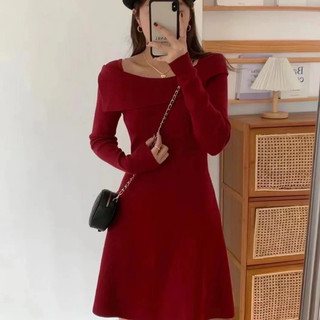 Váy len nữ cổ bẻ phong cách hàn quốc red shop 302106