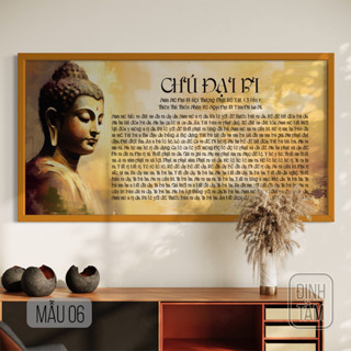 Tranh In Canvas | Tranh Chú Đại Bi Và Đức Phật | Tranh Đã Đóng Khung Hoàn Thiện Kèm Đinh Treo | Định Tâm DTWH1F_GR001