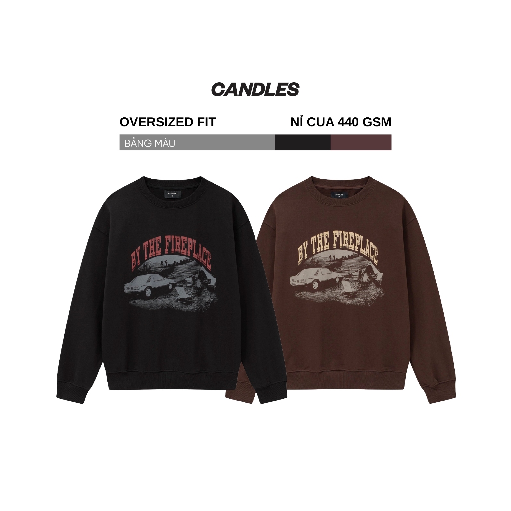 Áo nỉ nam nữ oversize CANDLES TRIPPY SWEATER in hình chất liệu nỉ cua 440gsm chính hãng