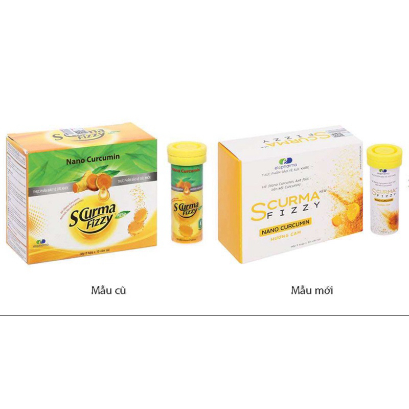 Viên sủi nghệ Nano Curcumin Scurma Fizzy đau bao tử loét tá tràng chống trào ngược dạ dày thực quản giảm đau 20 viên
