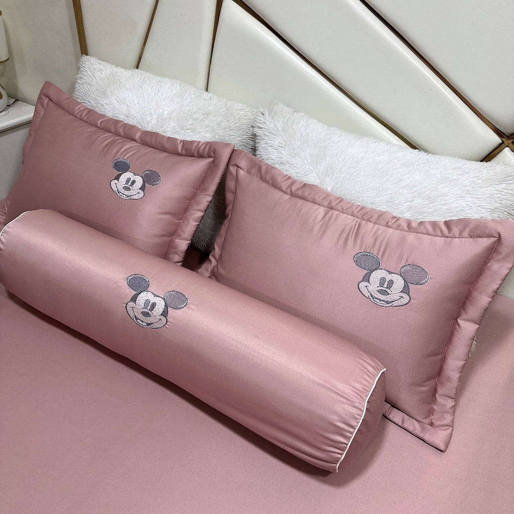 Bộ ga chun 4 món Ksleep Mickey KM005 họa tiết thêu