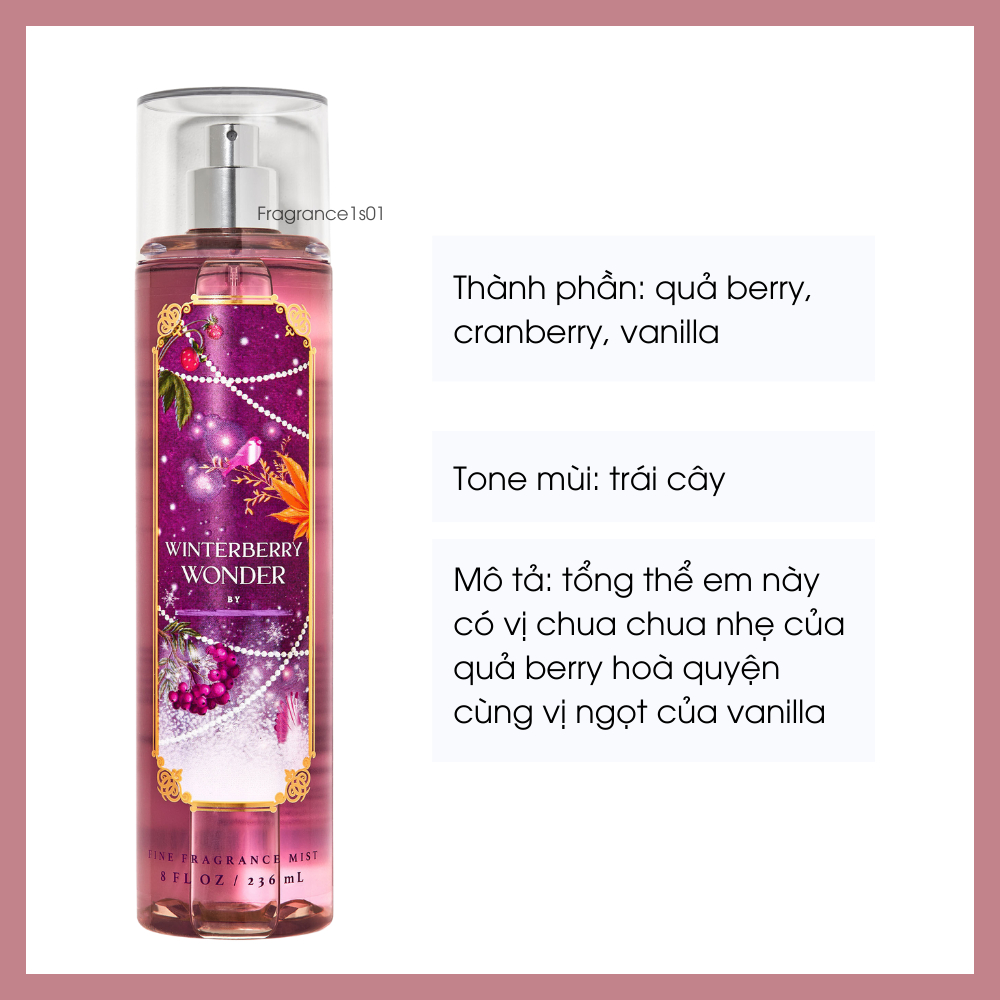 Mist Xịt Toàn Thân BBW Winterberry Wonder 236ml Từ Mỹ