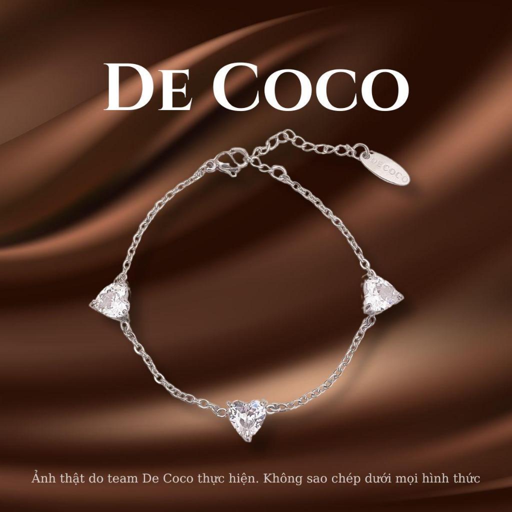 Vòng tay nữ De Coco Triple Heart trái tim đính đá (kèm Túi giấy + Hộp + Thiệp)