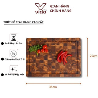 Thớt gỗ teak đầu cây kaiyo cao cấp chữ nhật - không khô nứt, cong vênh, mối mọt và nấm mốc