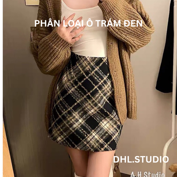 Chân váy dạ kẻ caro dáng ngắn chữ A D88