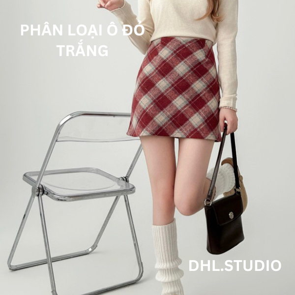 Chân váy dạ kẻ caro dáng ngắn chữ A D88