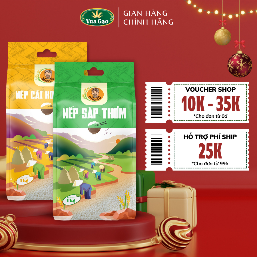 Combo Nếp Sáp Thơm và Nếp Cái Hoa Vàng - Thương hiệu Vua Gạo - Túi 1kg