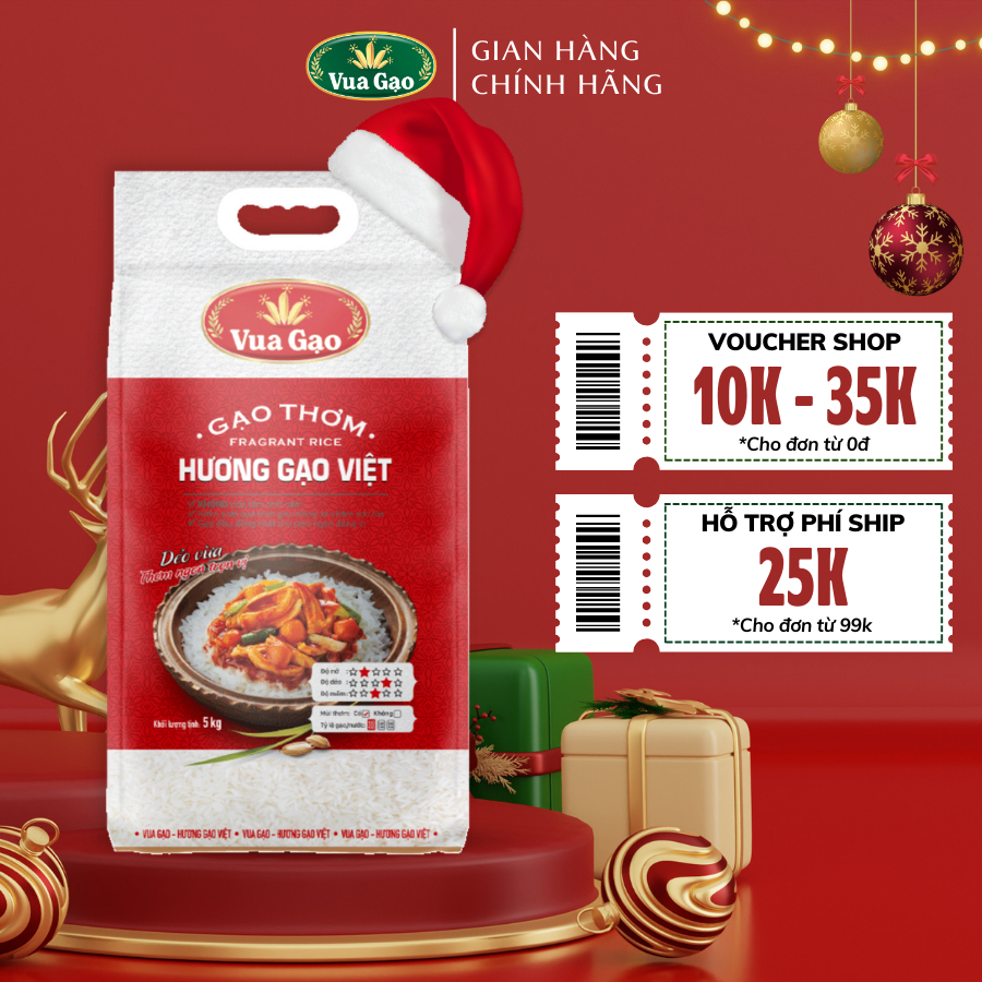 Gạo Thơm Hương Gạo Việt – Vua Gạo – Cơm Dẻo Vừa, Vị Ngọt Hậu - Túi 5kg