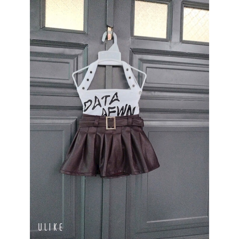 Sét váy da kèm nịt cho bé gái