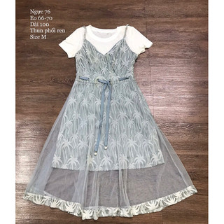 Đầm thun phối ren size M( đã qua sử dụng)