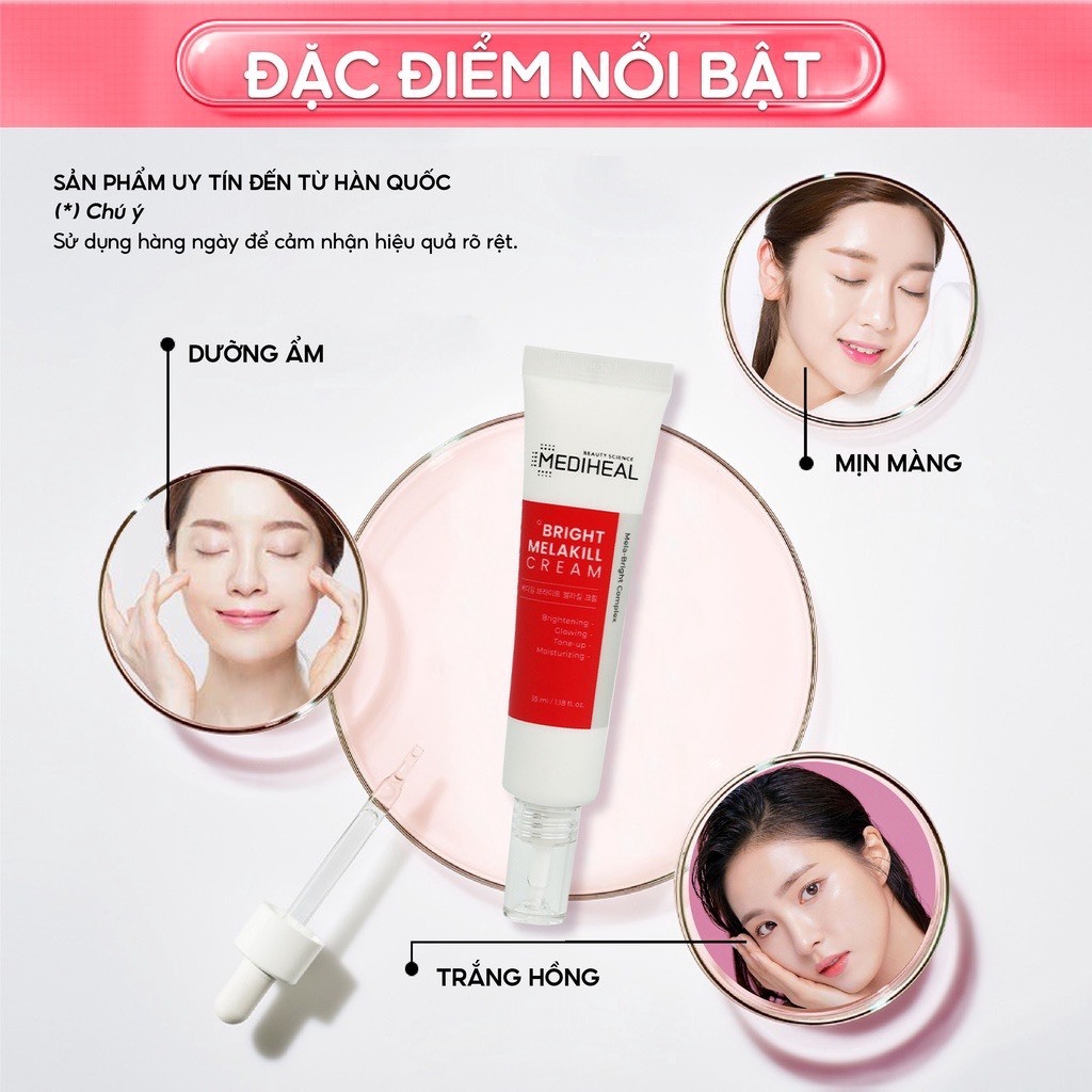 Kem dưỡng trắng nâng tone chứa Glutathione, Niacimamide, mờ thâm sạm, nám, đốm nâu Mediheal