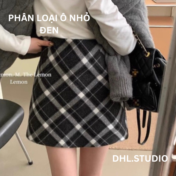 Chân váy dạ kẻ caro dáng ngắn chữ A D88