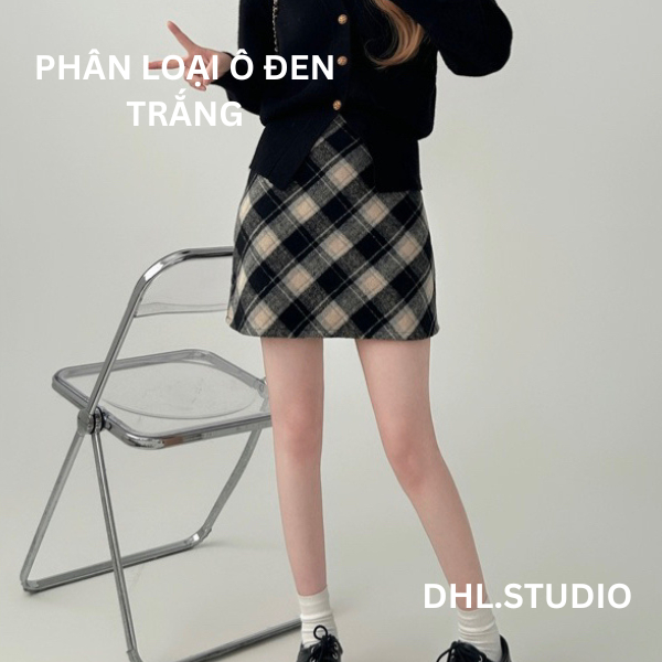 Chân váy dạ kẻ caro dáng ngắn chữ A D88