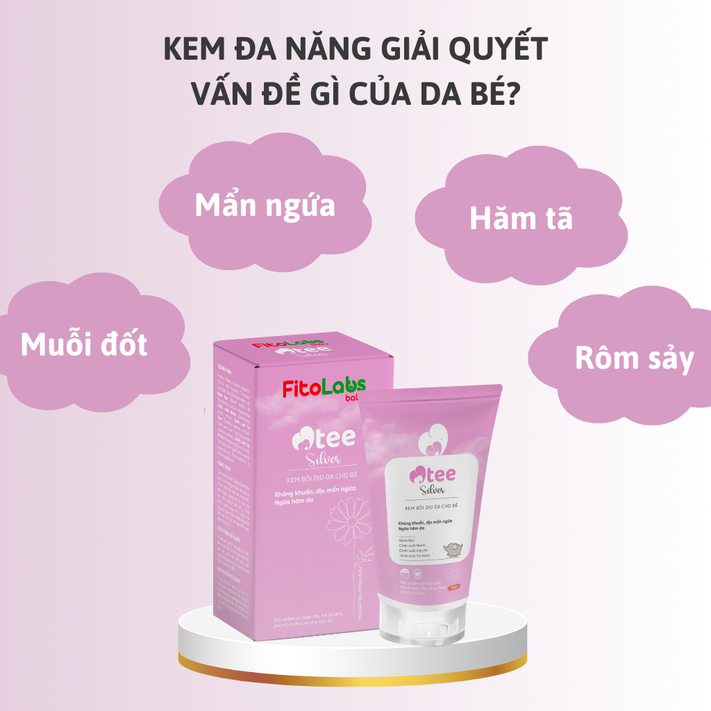Kem Bôi Da Cho Bé Fitolabs Otee Silver Giúp Giảm Mẩn Ngứa, Hăm Tã, Chàm Sữa, Dưỡng Ẩm Tuýp 30g FITO6