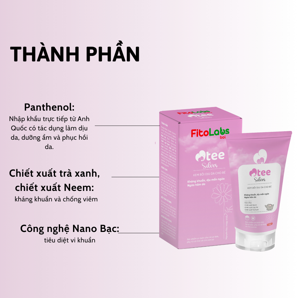 Kem Bôi Da Cho Bé Fitolabs Otee Silver Giúp Giảm Mẩn Ngứa, Hăm Tã, Chàm Sữa, Dưỡng Ẩm Tuýp 30g FITO6