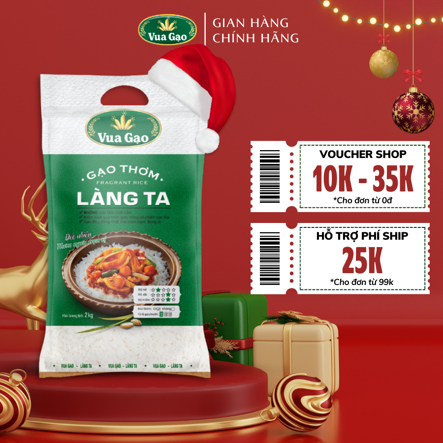 Gạo Thơm Làng Ta 2kg - Thương hiệu Vua Gạo - Cam kết date mới