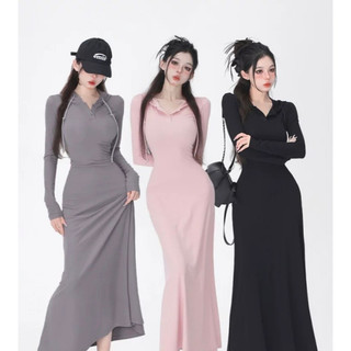 Đầm Body Nữ Dáng Dài DÂY KÉO Đuôi Cá Len Tăm  Váy ôm body sexy Hai Dây Màu tôn dáng cực đỉnh ST89234789324