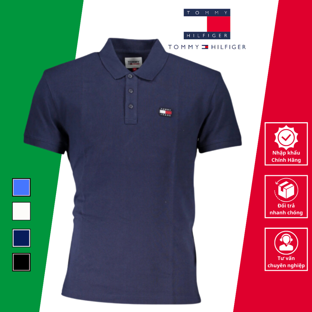 Áo PoLo Thun Phông Cổ Bẻ Cộc Tay Nam Cao Cấp TOMMY HILFIGER Slim Fit Cotton - Nhập Khẩu Chính Hãng Từ Ý_DM0DM162