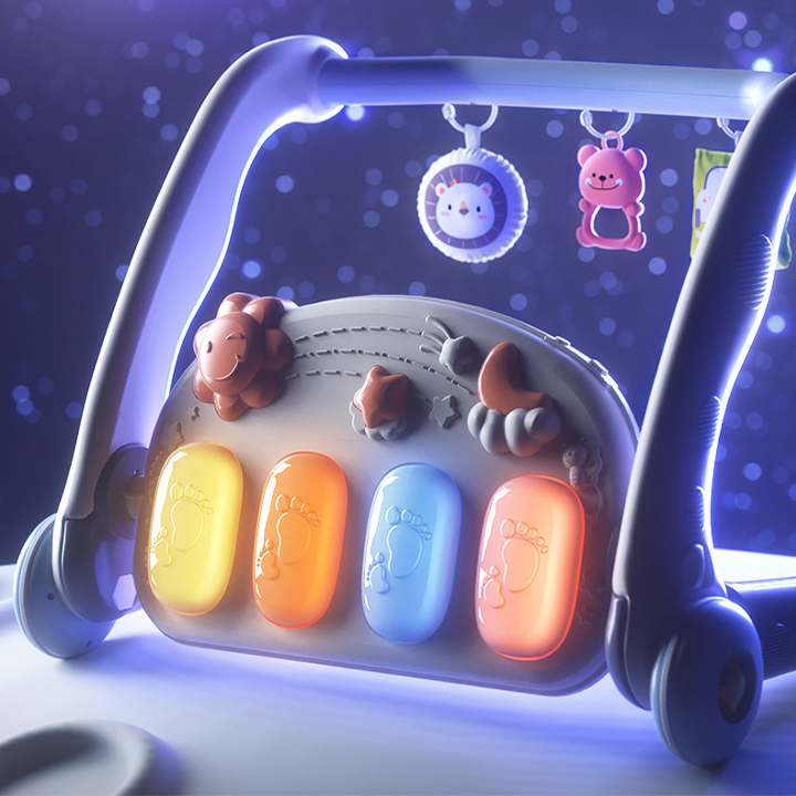 Thảm nhạc cho bé sơ sinh kiêm xe tập đi có nhạc đàn piano 3IN1, đồ chơi cho bé sơ sinh 06 tháng, 1 tuổi, nằm chơi