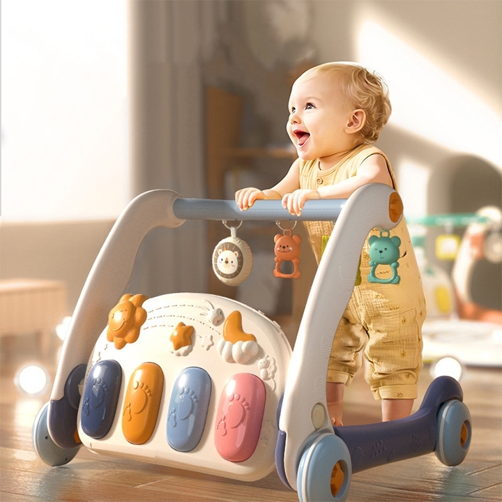 Thảm nhạc cho bé sơ sinh kiêm xe tập đi có nhạc đàn piano 3IN1, đồ chơi cho bé sơ sinh 06 tháng, 1 tuổi, nằm chơi