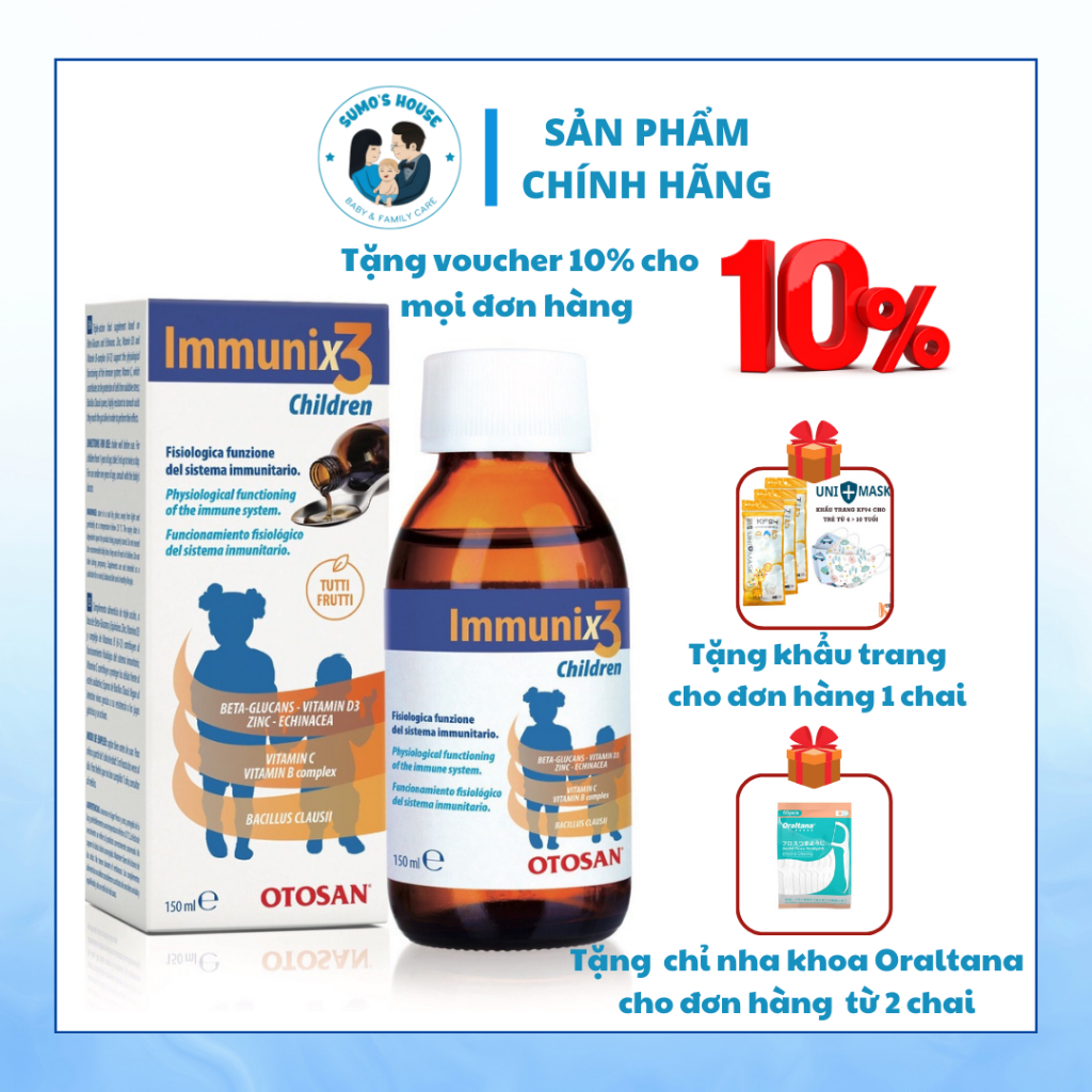 SIRO IMMUNIX 3- siro hỗ trợ tăng cường sức khỏe, tăng sức đề kháng,thơm ngon, phù hợp với trẻ em.