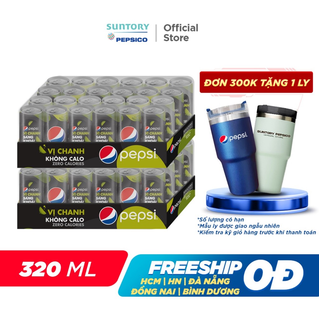 Combo 2 Thùng 24 Lon Pepsi Vị Chanh Không Calo