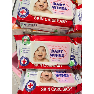 [Combo 10 gói] Khăn ướt Baby wipes 80gr không mùi vải bi dày, không xù lông