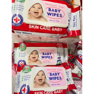 [Combo 10 gói] Khăn ướt Baby wipes 80gr không mùi vải bi dày, không xù lông