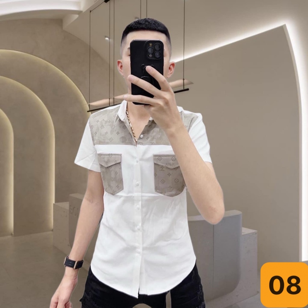 Áo sơ mi nam mữ boy phố  sơ mi thom browene hót hít mẫu mới Chất đ lụa đẹp ,thoáng mát ,form đẹp SM037