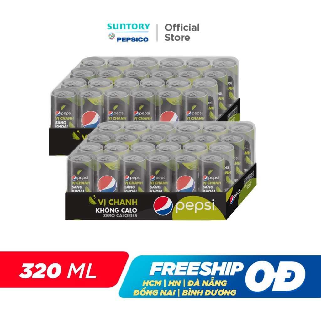 Combo 2 Thùng 24 Lon Pepsi Vị Chanh Không Calo