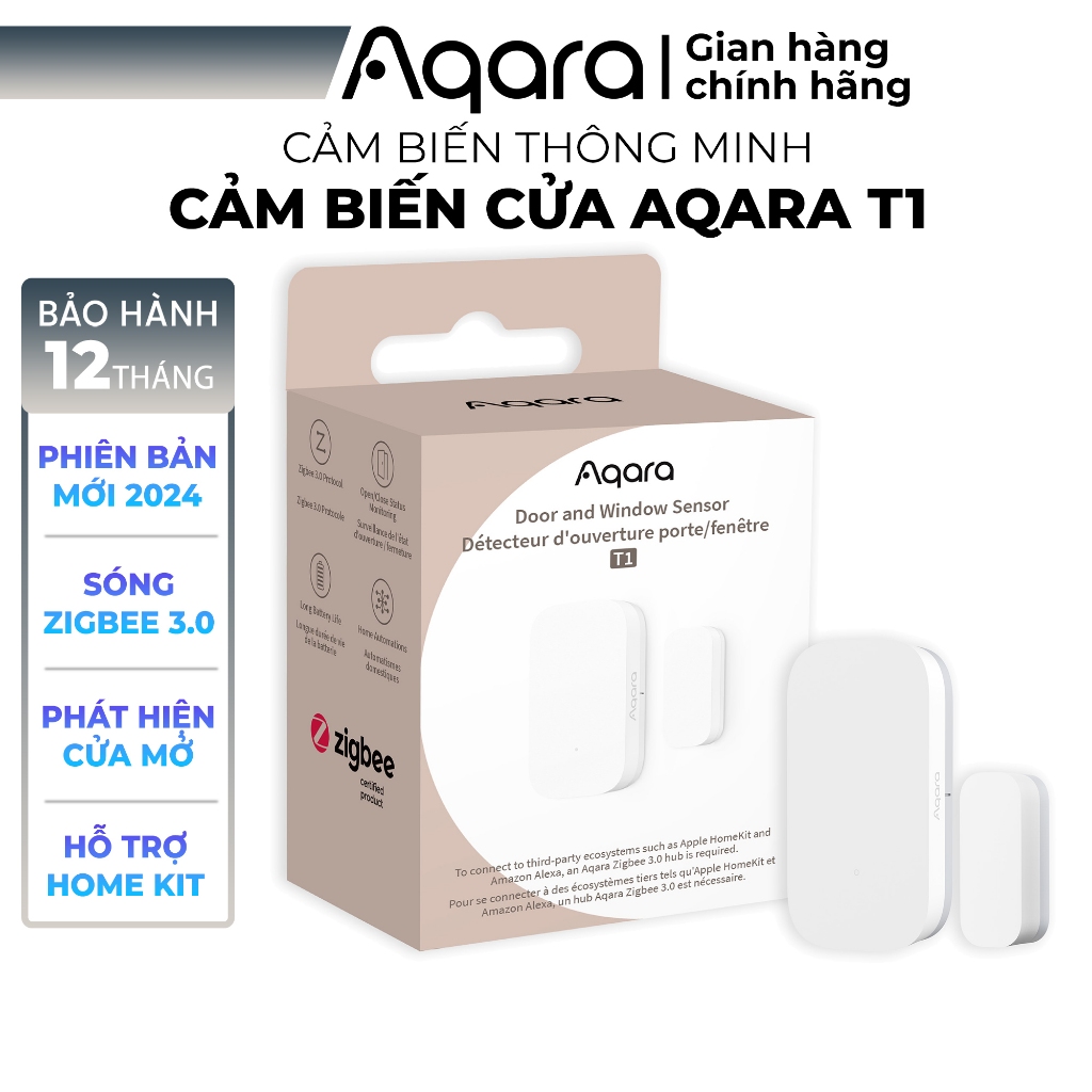 Cảm biến cửa Aqara T1 Zigbee 3.0 DW-S03D - Phát hiện trạng thái đóng / mở, Tương thích HomeKit - Cần trang bị Aqara Hub